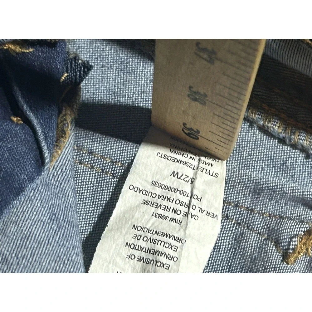 Jolt Womens Jeans 5/27w Juniors Blue Skinny Dark Wash Solid Stretch Distressed - Picture 4 of 6